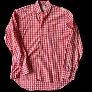 Billy Reid Red Plaid Shirt w Subtle Pocket Detail